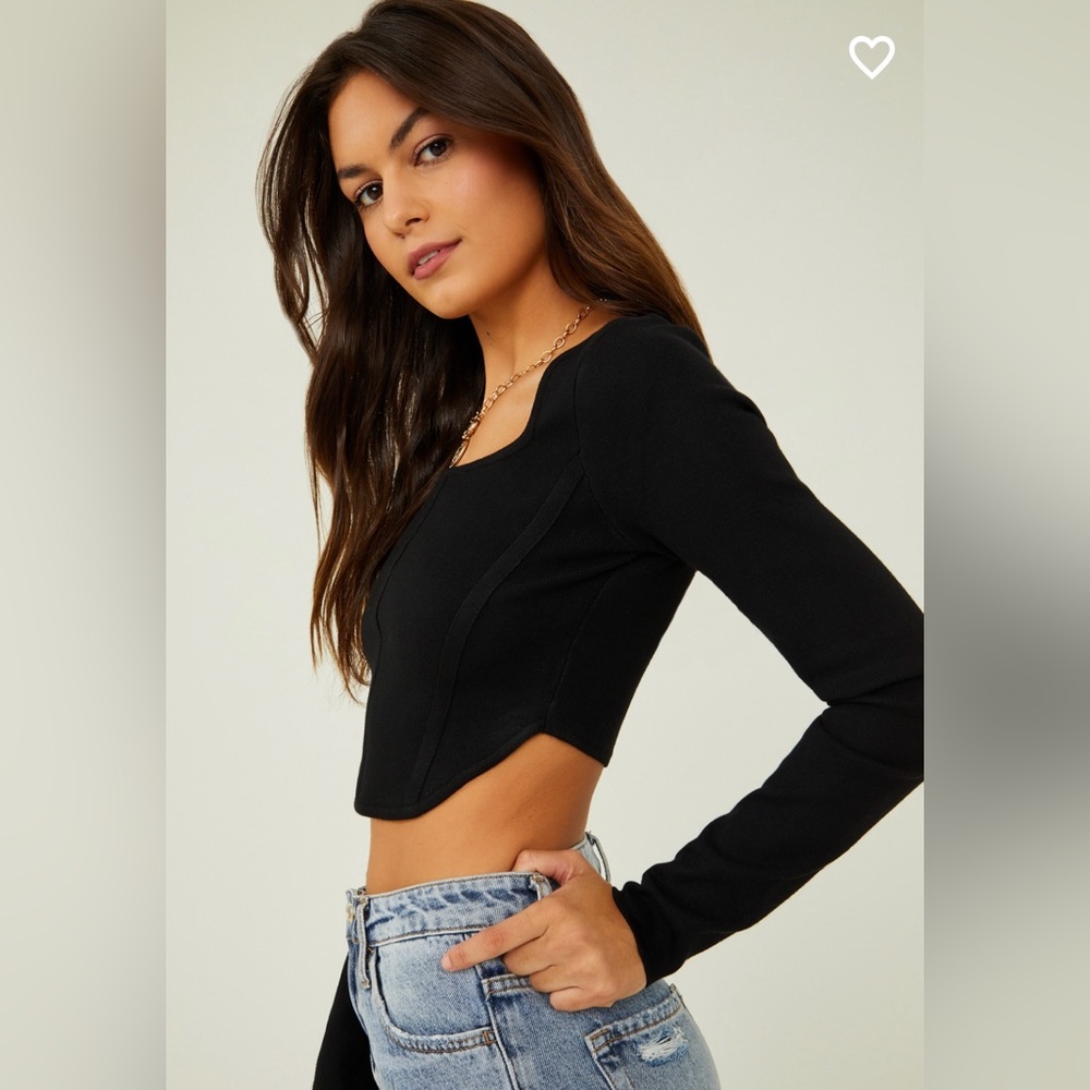 NWT Altar’d State Lucia Cropped Corset Top Black Small - Picture 4 of 7